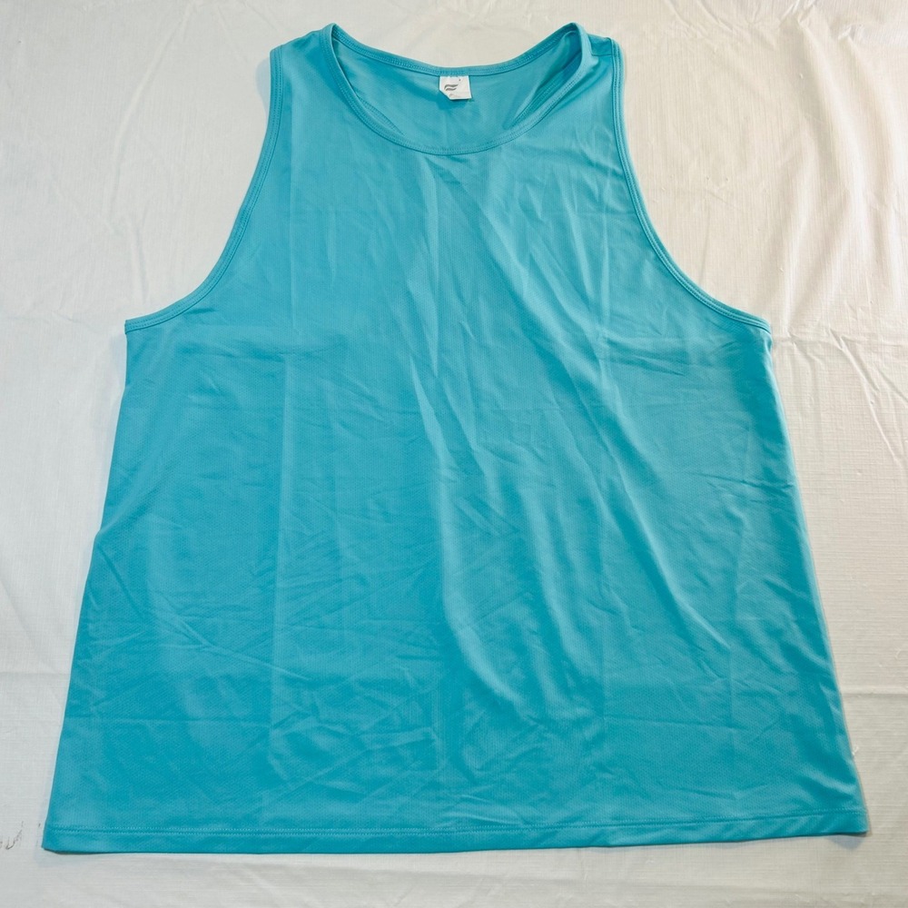 Fabletics‎ Womens Turquoise Blue Mesh Racerback Performance Workout Tank Top L